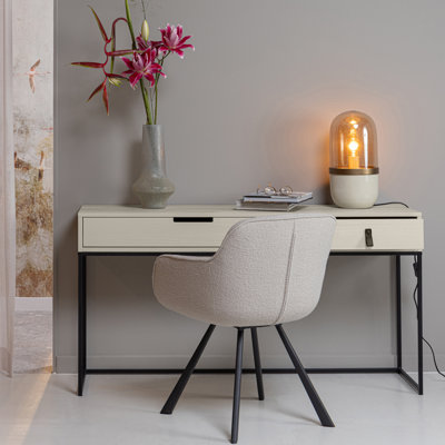 Silas Solid Wood Top Metal Base Writing Desk