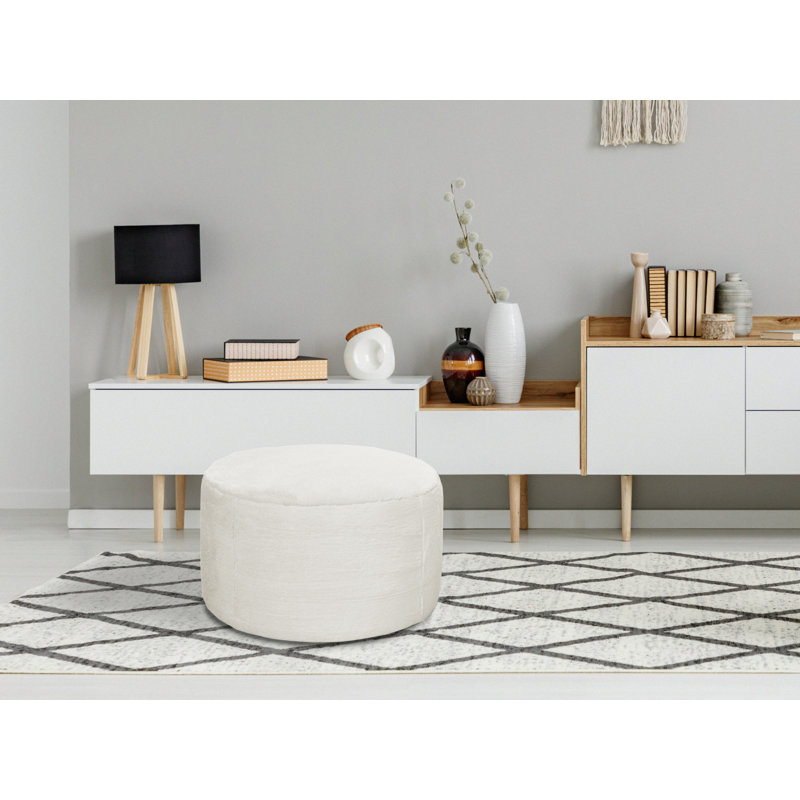 72cm Wide Circle Pouffe Ottoman, Cream