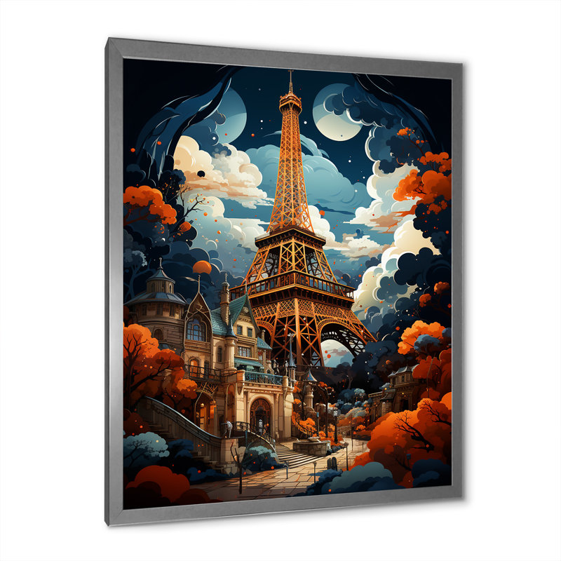 «Southalis The Eiffel Tower Suralisme I», reproduction sur toile, H 40 po x l 30 po x P 1,5 po, Cadre photo argenté