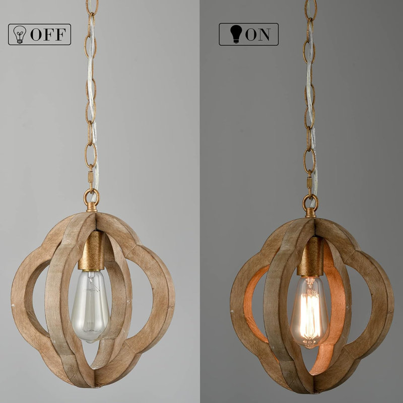 Luminaire suspendu sphère 1 lumière Elverta, Brun
