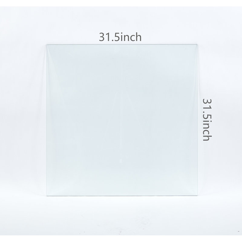 Plateau en verre trempé transparent, carré de 80 cm
