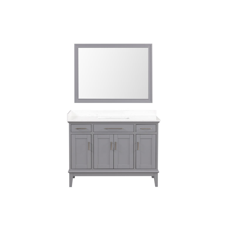 48" Single Sink Bathroom Vanity-Gray,With Mirror