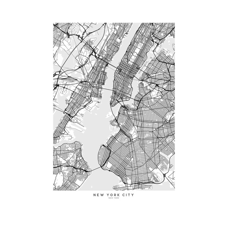 Scandinavian Style Map Of New York City by Blursbyai - Gallery-Wrapped Canvas Giclée on Canvas, Canvas