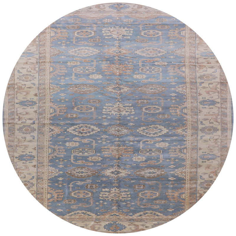 Tapis oriental brun / beige / bleu Asbed, Rond 8 pi