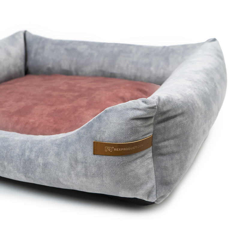 Orthopedic Memory Foam Pet Bed, 15cm H x 65cm W x 75cm D, Grey/Red