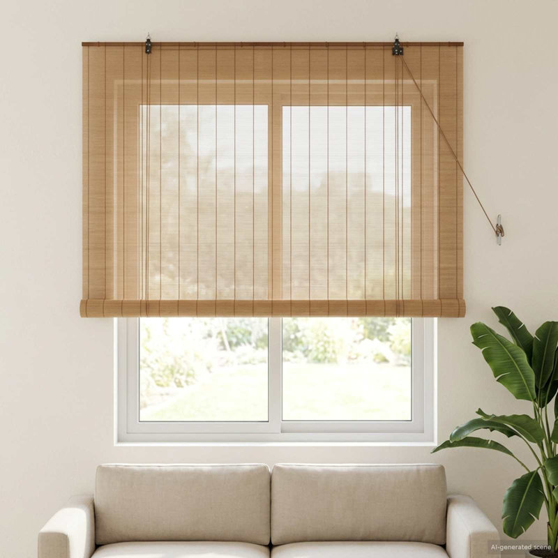 Bamboo Roller shade, Brown, 130 cm W x 160 cm L