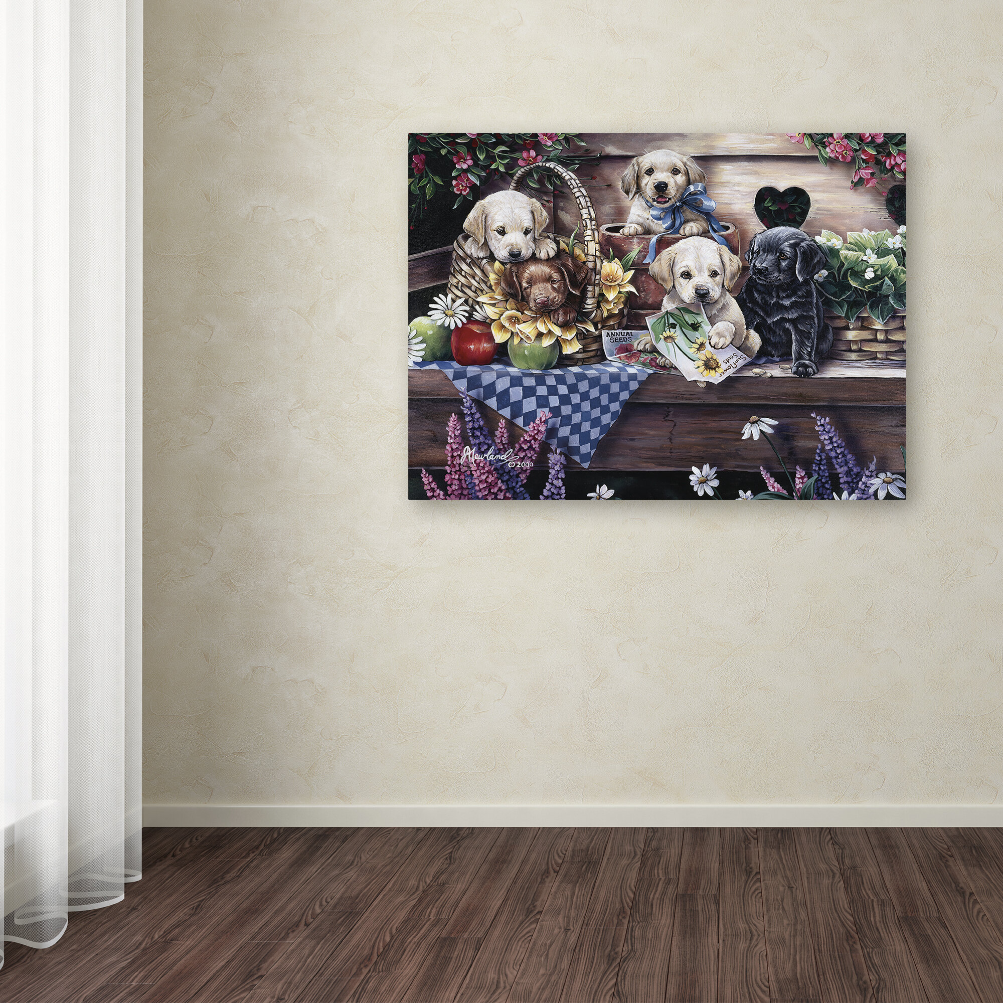 Trademark Art Jenny Newland Five Puppies On Canvas by Jenny Newland ...