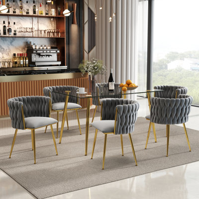 Modern Rectangular Dining Set with Upholstery Dining Chair