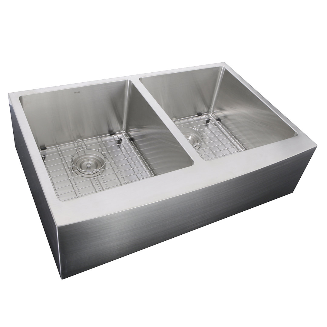 Pro Series 33'' L Farmhouse / Apron Double Bowl Stainless Steel Kitchen Sink Nantucket Sinks