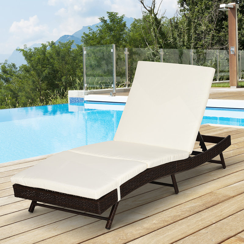 Outsunny Patio Chaise Lounge With 5-Position Adjustable Backrest, Cushioned Comfort, And Weather-Resistant Pe Rattan Wicker, Ideal For Poolside Relaxation