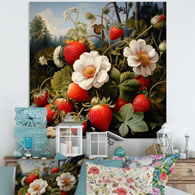 Renaissance Painting Of A Strawberry Fruit III - Fruits Metal Wall Art