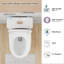 Toilette une pièce à double chasse avec chasse Tornado sans rebord, hauteur confort 17 po ADA, siège brut à fermeture en douceur de 12 po, certification WaterSense, 1,1 / 1,6 GPF, blanc brillant