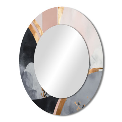 Rose Gold Unveiling Reverie IV - Floral Oval Decorative Mirror On Metal