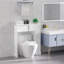 Armoire sur pied autoportante, blanche avec tablettes réglables, peu encombrante pour les accessoires de salle de bain et les serviettes de toilette