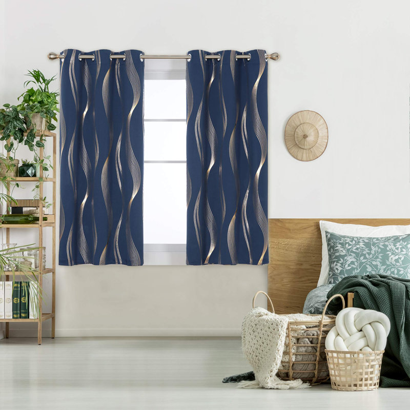 Paire de rideaux Givonni, L 42 po x L 63 po, Bleu marine