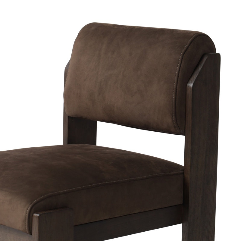 HAMLET Upholstered Dining Chair, Black Genuine Leather