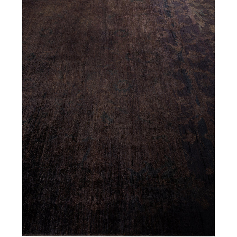 Overdyed Hand-Knotted Wool Modern-Contemporary Black Area Rug 9' 0" x 11' 10"
