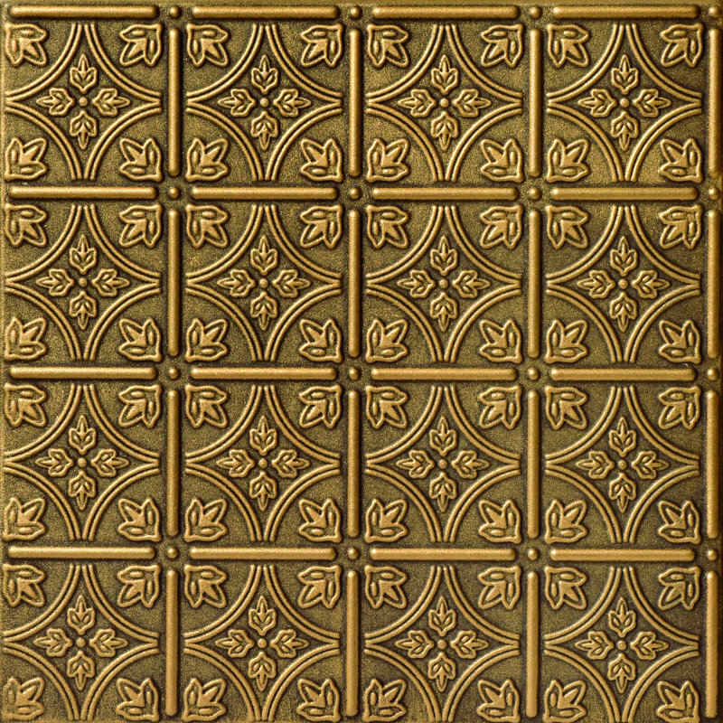 Antique Gold Faux Tin Glue-Up Ceiling Tile, 2x2 ft