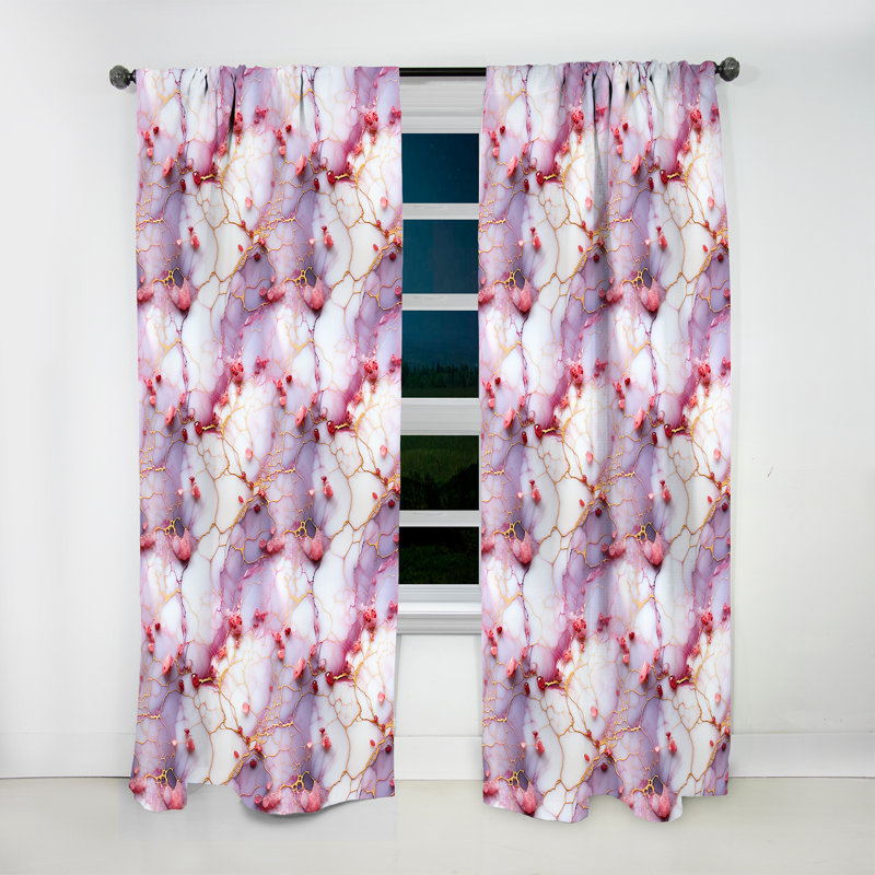 Fantasy Marble Pattern - Abstract Marble Curtain - Velvet Room Darkening - 1 Panel, 52" W x 63" L