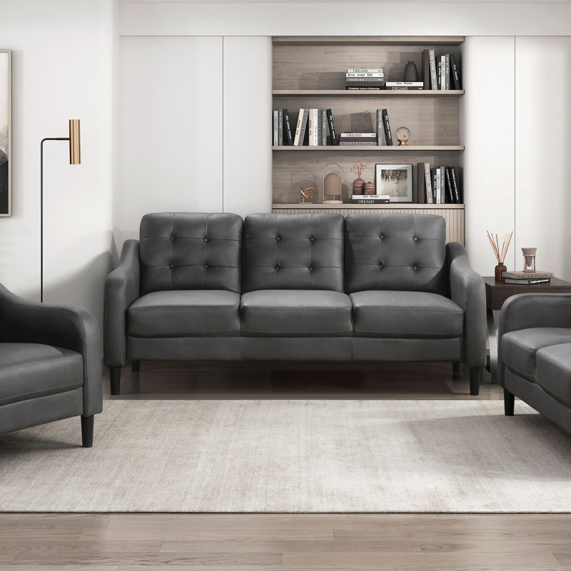 Canapé capitonné gris en microfibre capitonné 1pc