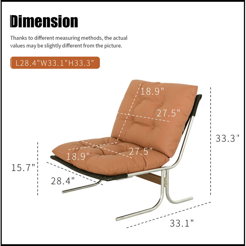 Chaise d'appoint avec pieds en métal et rembourrage doux, Brun