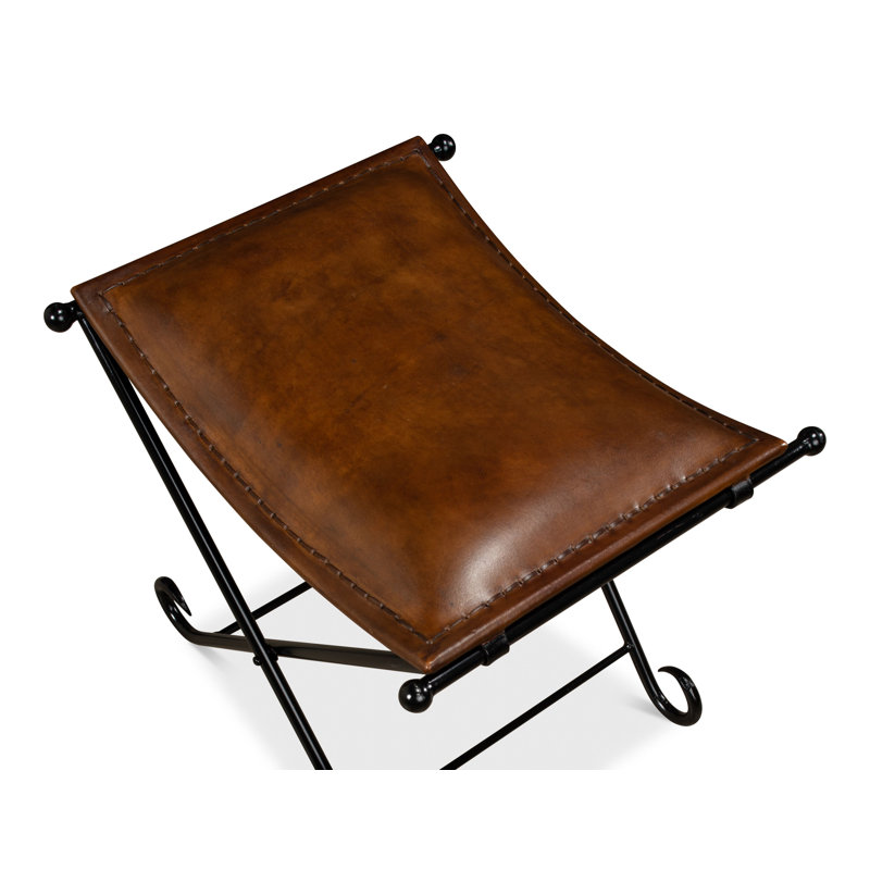 Mozambique Leather Accent Stool