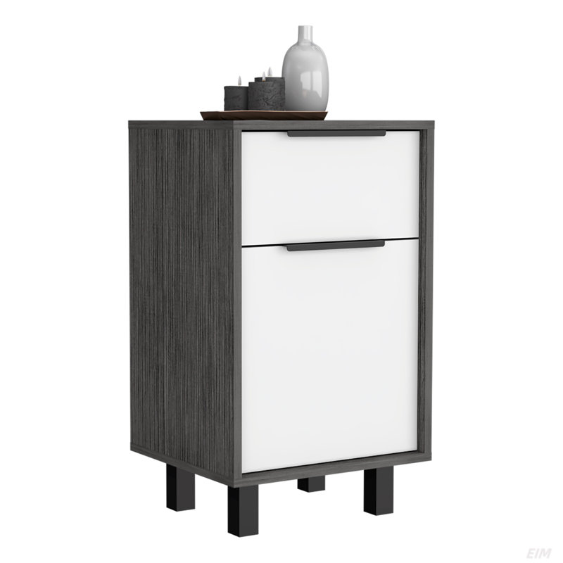 Nightstand 27" H, One Drawer, Storage With Door, Four Legs