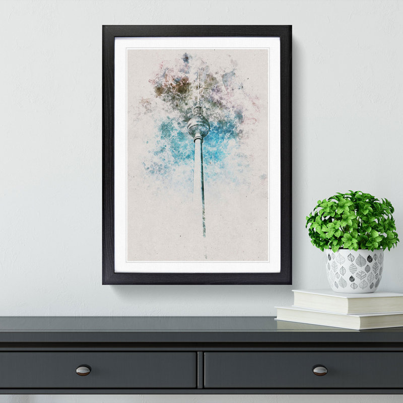 Alexanderplatz In Berlin Watercolour - Framed Print, 33cm H x 24cm W x 2cm D, Black Framed