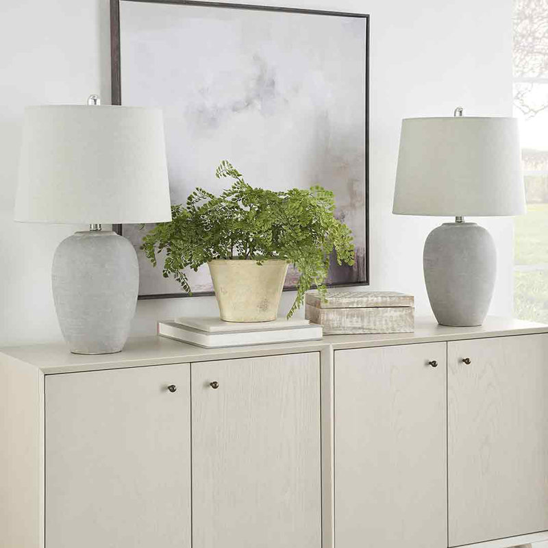 Lampe de table en céramique Brejon, Gris rétro, Gris