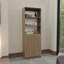 Bibliothèque à 2 portes en chêne naturel et blanc avec rangement ouvert-453268050