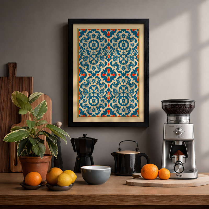 Ornamental Tessellation Geometric - Framed Print, A1 - 84.1 x 59.4 cm, Black