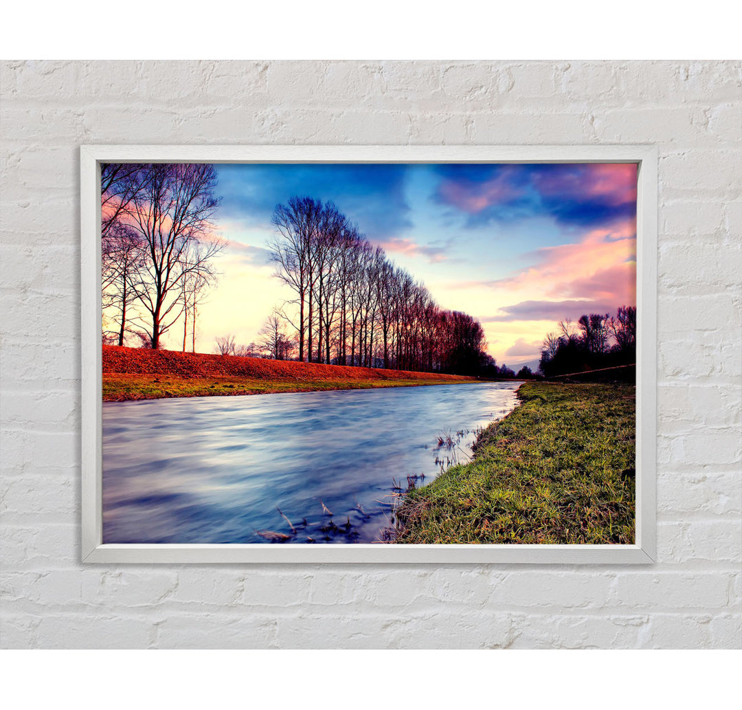 Countryside Stream At Sunset - Einzelbildrahmen Kunstdrucke auf Leinwand