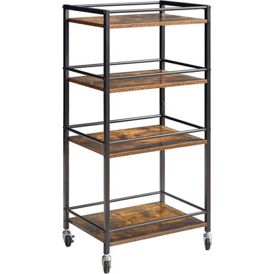 Industrial Bar Storage Cart, Mobile 4-Tier Shelf by 17 Stories