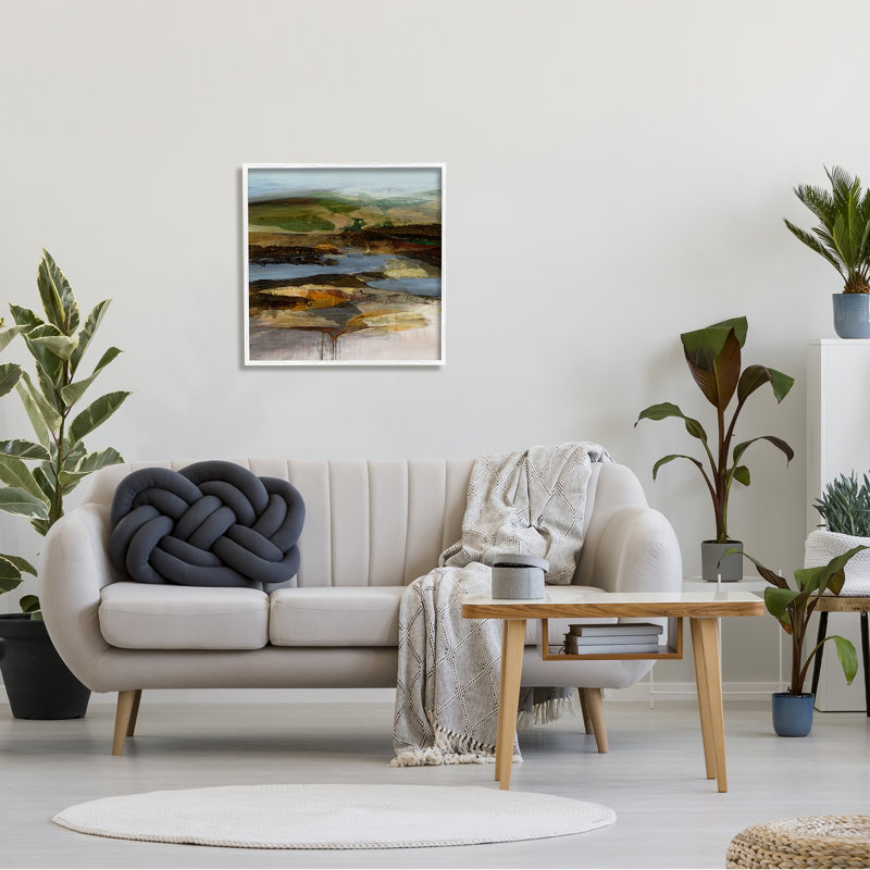 «Canyon Lake Landscape» par Ruth Fromstein - peinture, Giclée encadrée blanc bord de mer, H 24 po x l 24 po x P 1,5 po
