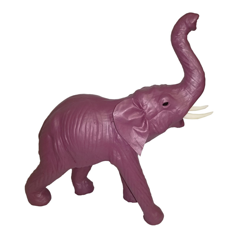 Éléphant en cuir Hillenbrand, H 12 po x l 12 po x P 4 po, Prune, Papier mâché