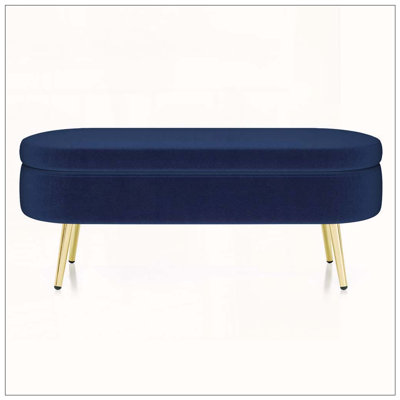 Ottoman Oval Storage Bench ith Metal Legs