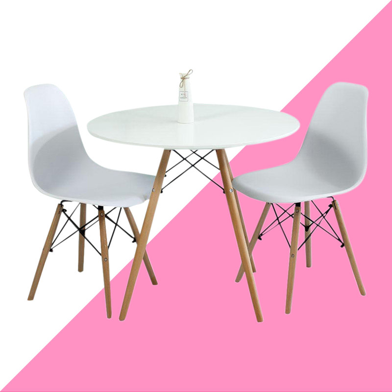 Modholic 32" Eiffel Table & Set of 2 Wood Legs Chairs