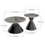 Ensemble de 2 tables basses rondes gigognes, tables basses en pierre frittée avec piédestal noir et anneau décoratif doré, tables d'appoint modernes et luxueuses pour petit salon-779872502