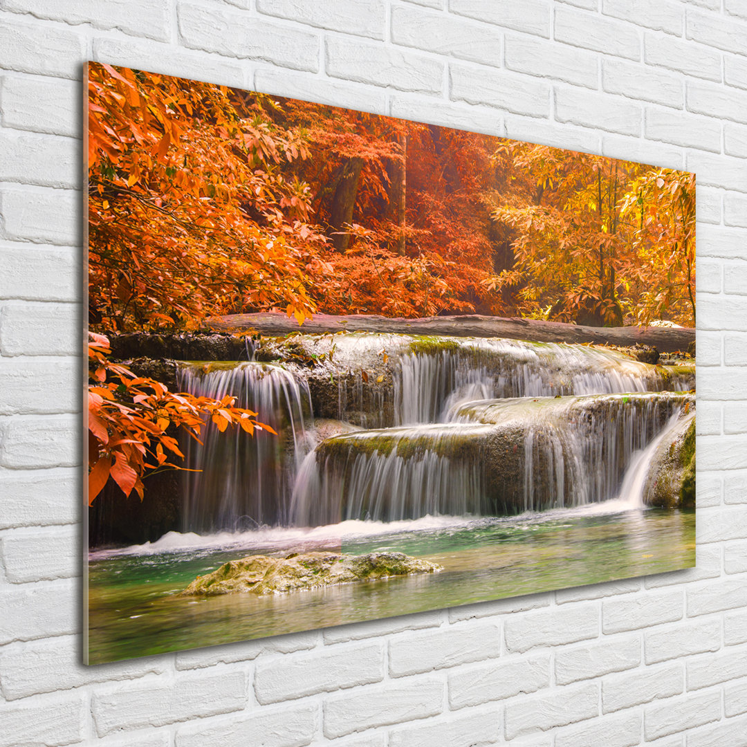 Glasbild Waterfall In Autumn