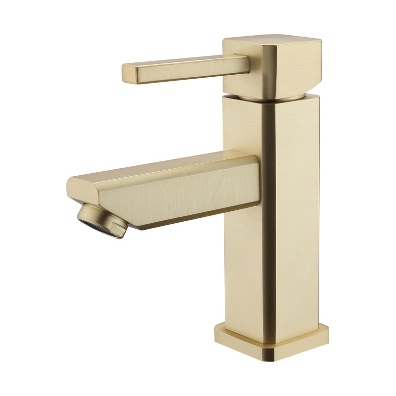 Single-Hole Bathroom Faucet with Drain Assembly, Gold