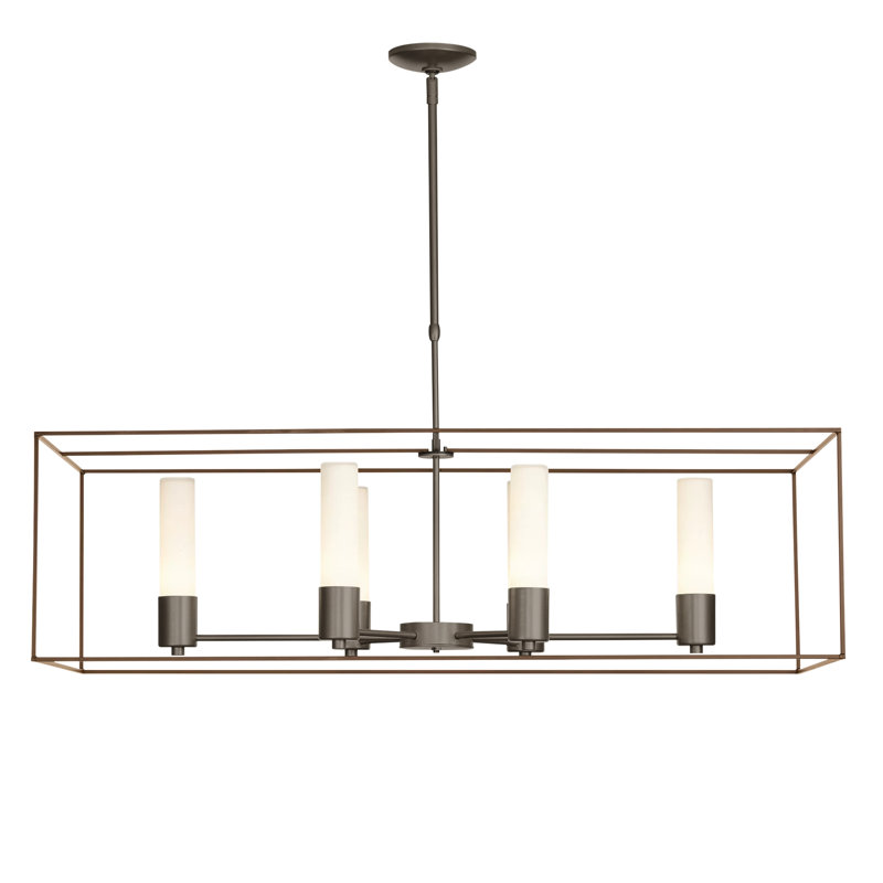 Portico 6 - Light Kitchen Island Linear Pendant, Bronze, Vintage Platinum, Opal