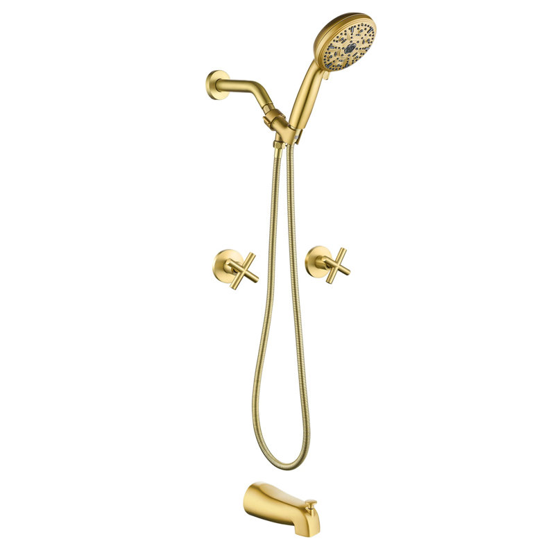 Volume Control Complete Shower System with Rough in-Valve, Brushed Gold