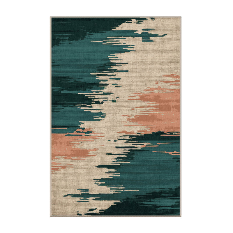 Tapis beige lavable à la machine, Rectangulaire 7 pi x 10 pi