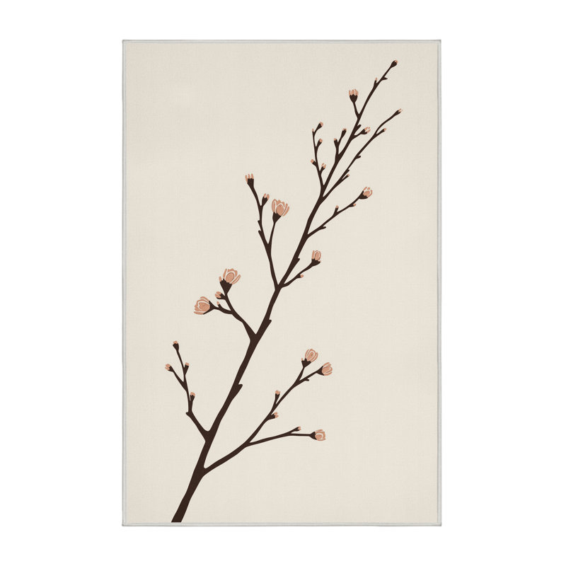 Machine Washable Holiday Easter Modern & Contemporary Abstract Rug in Beige – White Binding, 5x7