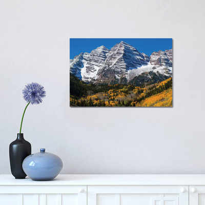 Trees With Mountain Range In The Background, Maroon Bells, Maroon Creek Valley, Aspen, Colorado, USA 1 Piece Wrapped Canvas Wall Art