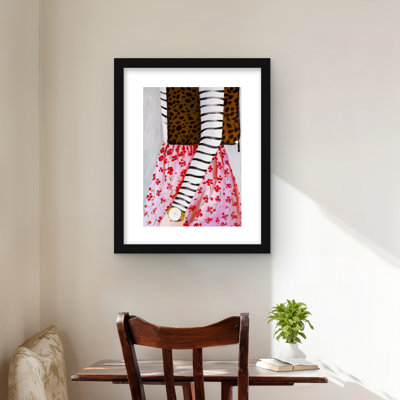 Fashionable Woman with Leopard Bag - Black Figurative Print