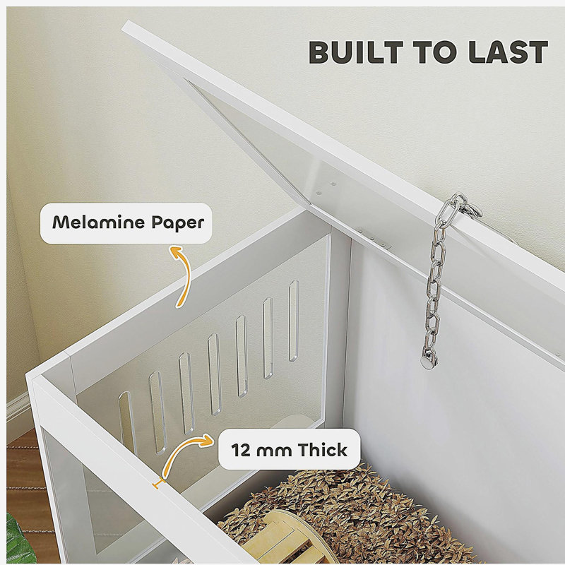 Pet Cage with Openable Top & Lock, Hut,  Accessories,  White