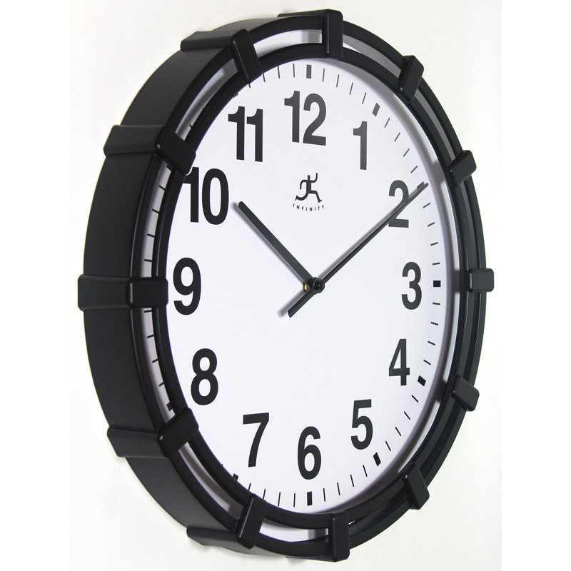 Round Plastic Wall Clock 16 Inches, Black