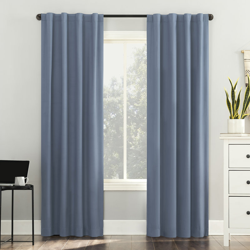 Thermal 100% Blackout Back Tab/Rod Pocket Curtain Panel - Basics by Wayfair™, 40" W x 84" L, Denim Blue