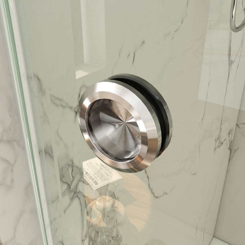 Opal Mirage MCOCOD 56-61" W x 72" H Double Sliding Frameless Smooth Sliding Shower Door with 3/8" Clear Glass, Brushed Nickel